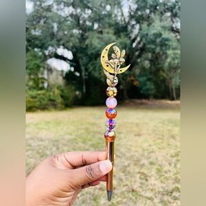 Gold Fairy & Moon Custom Made Beaded Pen